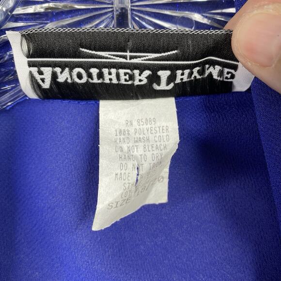 Vtg Another Thyme Cardigan Jacket Womens 18/20 Blue Glittery Semi Sheer USA Made - Picture 5 of 10